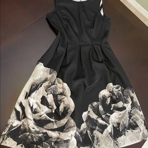 Black dress with grey/white floral design